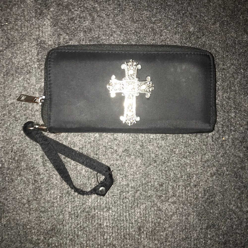 Black and Silver Cross Wristlet